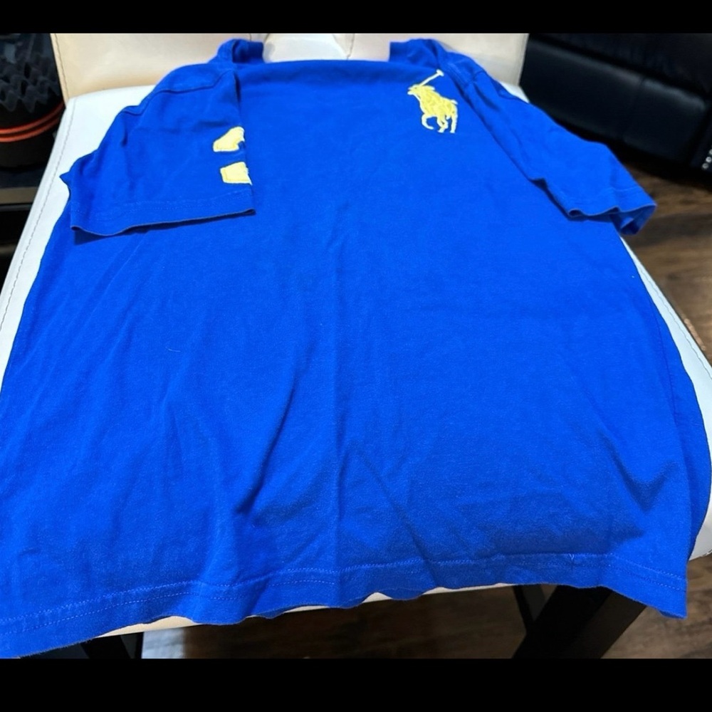 Ralph Lauren big Pony royal blue & yellow polo t-shirt, size 8